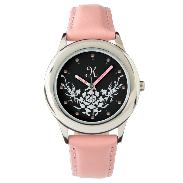 BLACK WHITE GRIFFINS OCH FLÖDESMONOGRAM ARMBANDSUR (Framsida)