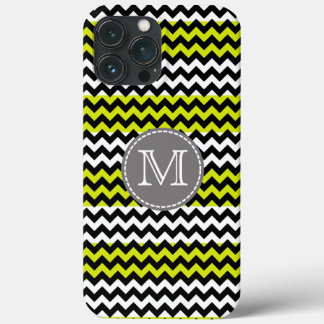 Black White Grönt Chevron Zigzag Monogram