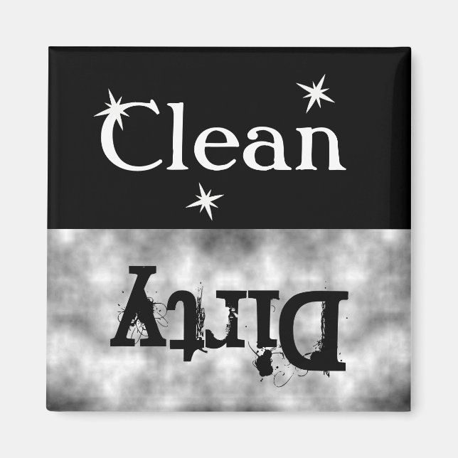 Black White Grunge Clean Dirty Dishwasher Magnet (Framsidan)