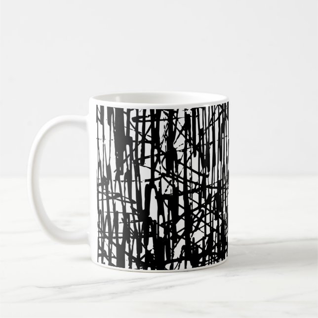 Black White Grunge Mönster 11 oz. Coffee Tea Mugg (Vänster)