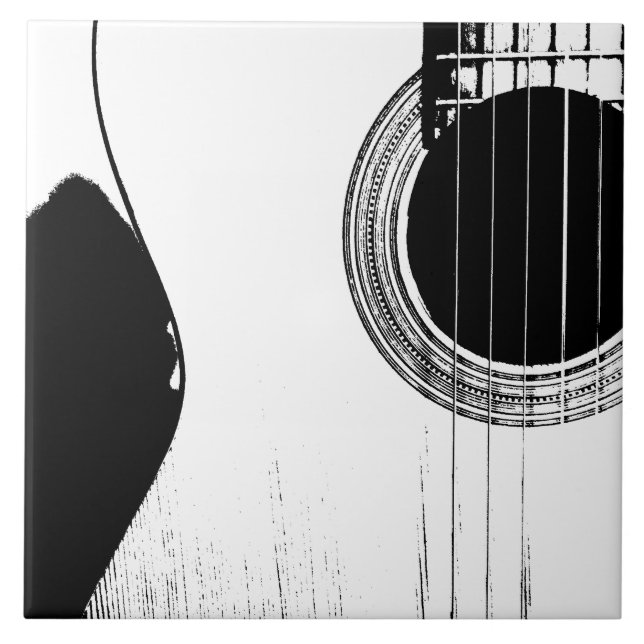 Black White Guitar för Modern Musical Instrument Kakelplatta (Framsidan)