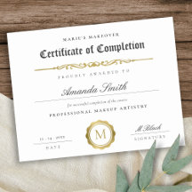 Black White Guld Certificate of Complete Award