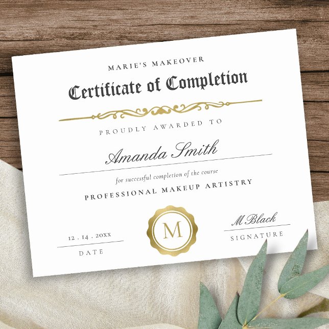 Black White Guld Certificate of Complete Award (Skapare uppladdad)