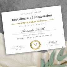 Black White Guld Certificate of Complete Award