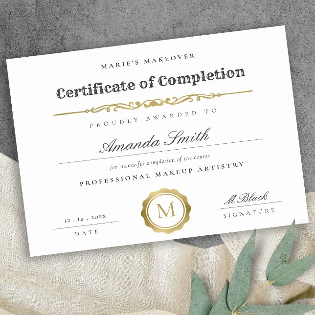 Black White Guld Certificate of Complete Award (Skapare uppladdad)
