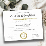 Black White Guld Certificate of Complete Award Poster<br><div class="desc">Om du behöver ytterligare anpassningar kan du kontakta mig på yellowfebstudio@gmail.com.</div>