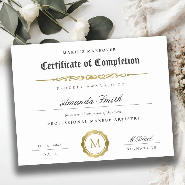 Black White Guld Certificate of Complete Award Poster (Skapare uppladdad)