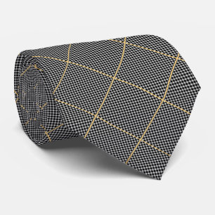 BLACK WHITE GULD CHECKERAD ABSTRAKT TIE SLIPS