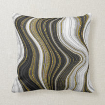 Black White & Guld Chic Swirl Modern AbstractTh