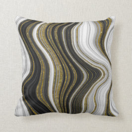 Black White & Guld Chic Swirl Modern AbstractTh Kudde