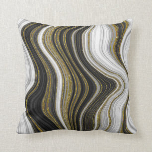 Black White & Guld Chic Swirl Modern    AbstractTh Kudde