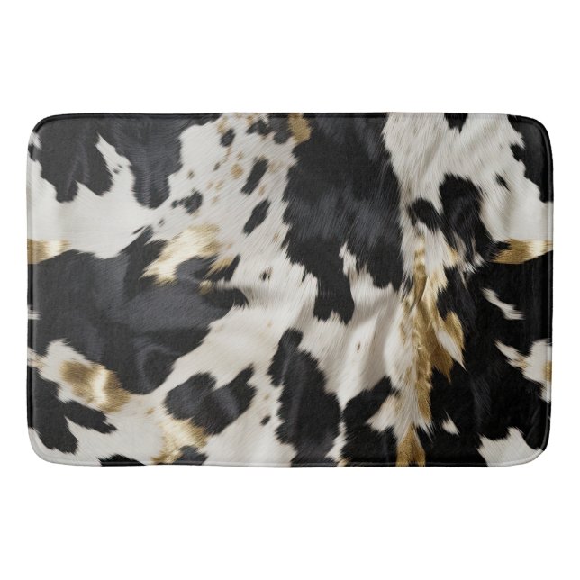 Black White Guld Cowgirl Cowhide Badrumsmatta (Framsidan)