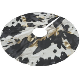 Black White Guld Cowgirl Cowhide Julgransmatta Borstad Polyester