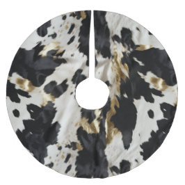 Black White Guld Cowgirl Cowhide Julgransmatta Borstad Polyester