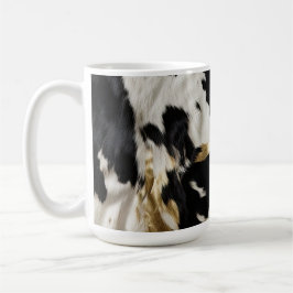 Black White Guld Cowgirl Cowhide Kaffemugg