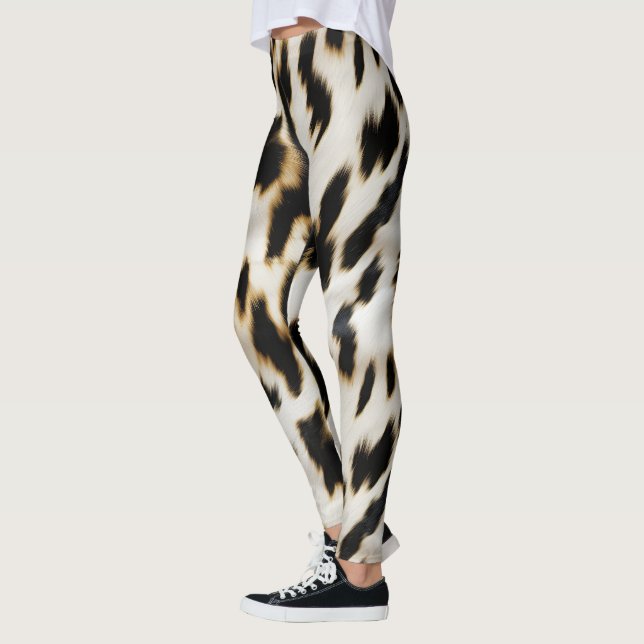 Black White Guld Cowgirl Cowhide Leggings (Vänster)