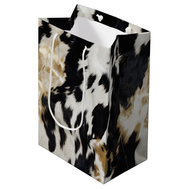 Black White Guld Cowhide (Framsidan Vinklad)
