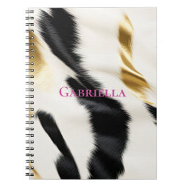 Black White Guld Cowhide Anteckningsbok