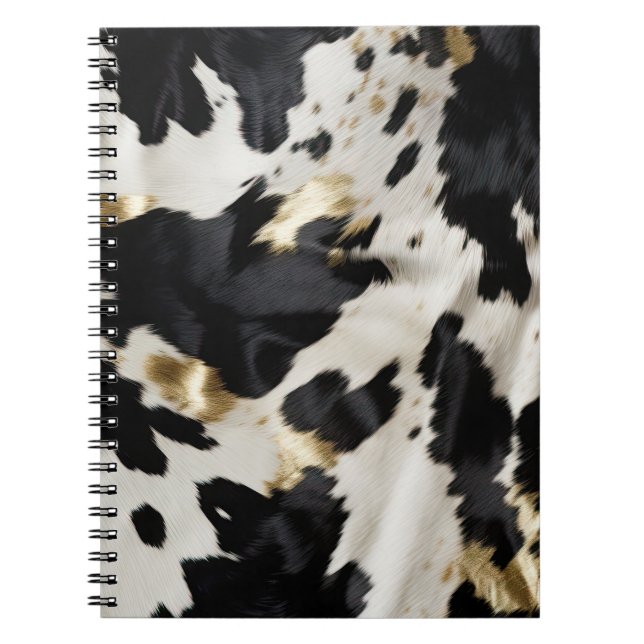 Black White Guld Cowhide Anteckningsbok (Framsidan)