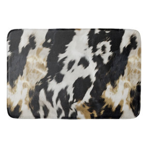 Black White Guld Cowhide Badrumsmatta