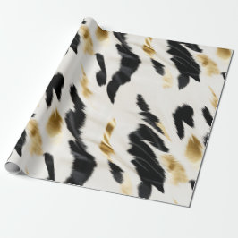 Black White Guld Cowhide Birthday Presentpapper