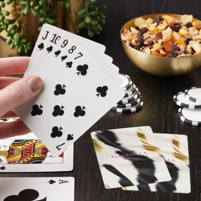 Black White Guld Cowhide Casinokort (På plats)