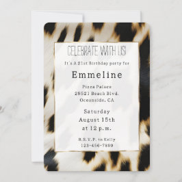 Black White Guld Cowhide Inbjudningar