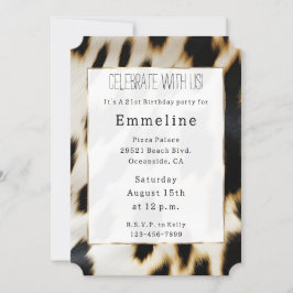 Black White Guld Cowhide Inbjudningar