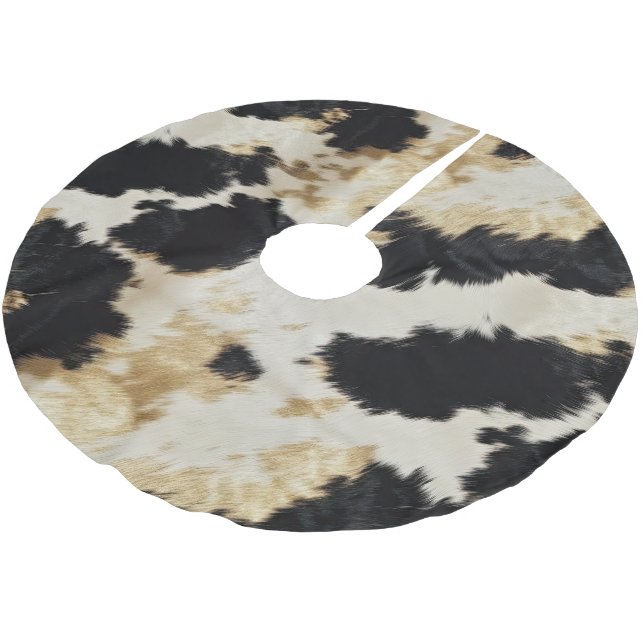 Black White Guld Cowhide Julgransmatta Borstad Polyester (Vinklad)
