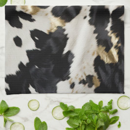 Black White Guld Cowhide Kökshandduk