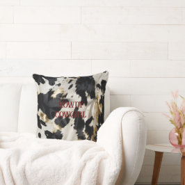 Black White Guld Cowhide Kudde
