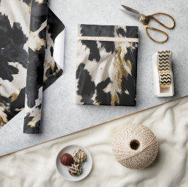 Black White Guld Cowhide Presentpapper