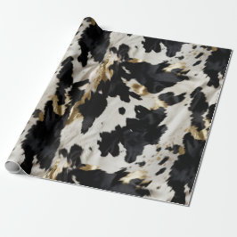 Black White Guld Cowhide Presentpapper