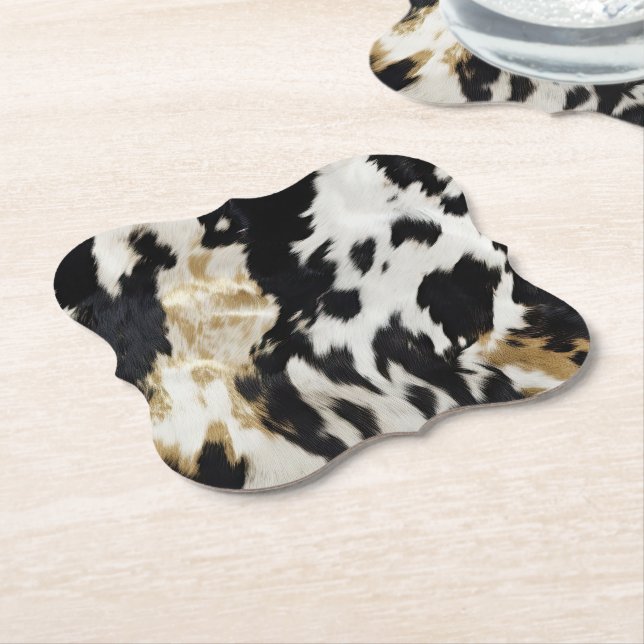 Black White Guld Cowhide Underlägg Papper (Vinklad)