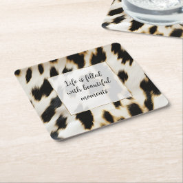 Black White Guld Cowhide Underlägg Papper Kvadrat