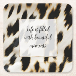 Black White Guld Cowhide Underlägg Papper Kvadrat