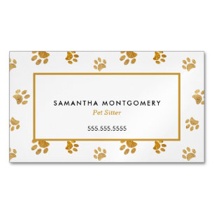 Black White Guld Glitter Tass avtryck Pet Sitter Magnetiska Visitkort