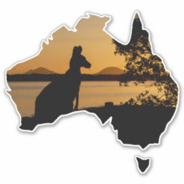 Black, White & Guld Kangaroo Australia Sunset Klistermärken