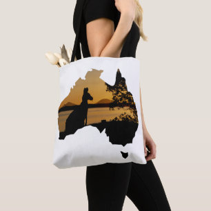 Black, White & Guld Kangaroo Sunset Australia Tygkasse