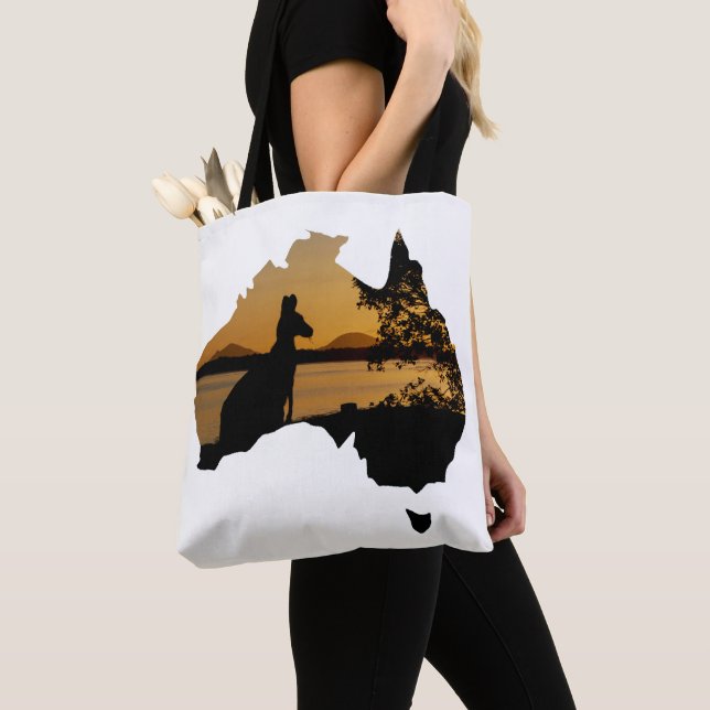 Black, White & Guld Kangaroo Sunset Australia Tygkasse (Närbild)