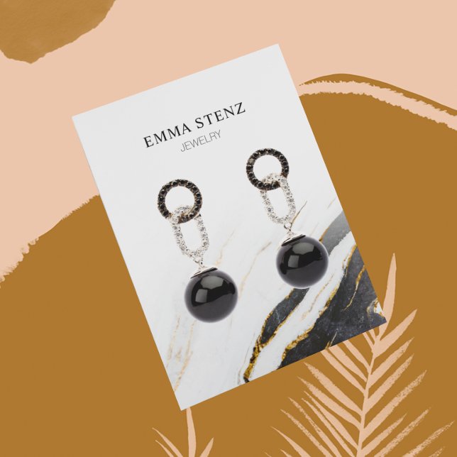 Black White Guld Marble ・ Ararring Jewelry Visning Visitkort (Skapare uppladdad)