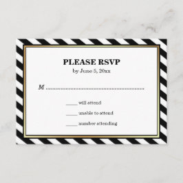 Black White Guld Modern Glam Rand Bröllop OSA Kort