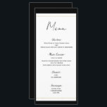 Black White Guld Modern Minimal Bröllop Menu Meny<br><div class="desc">Matchande objekt i den här designen är tillgängliga.</div>
