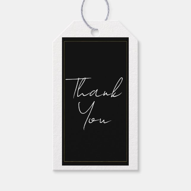 Black White Guld Modern Minimal Elegant bröllop Presentetikett (Framsidan)