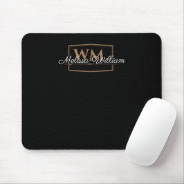 Black White Guld Monogram Namn Musmatta