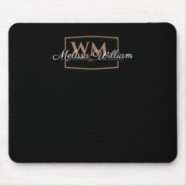 Black White Guld Monogram Namn Musmatta