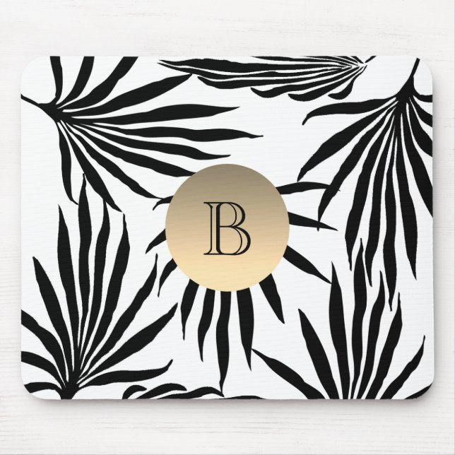 Black White Guld Monogram , Tropical Handflatan Tr Musmatta (Framsidan)