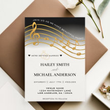 Black White & Guld Ombre Music Personal Bröllop