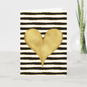 Black White Guld Rand Heart I kärlek dig Kort
