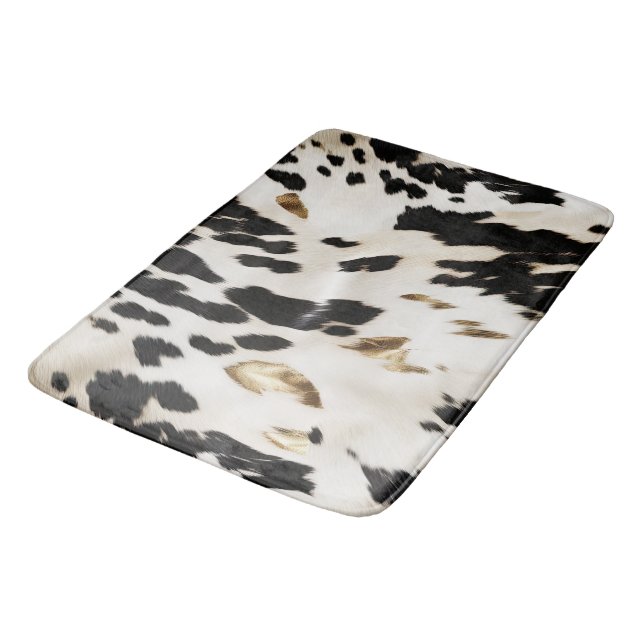 Black White Guld Southwest Cowhide Badrumsmatta (Vinklad)